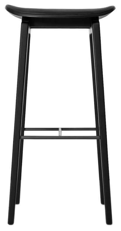 NY11 Bar Stool, Bar version: seat height 75 cm, Black stained oak, Ultra leather black