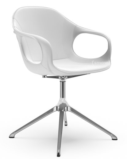 Elephant Swivel Chair, Leather white, Polished aluminium