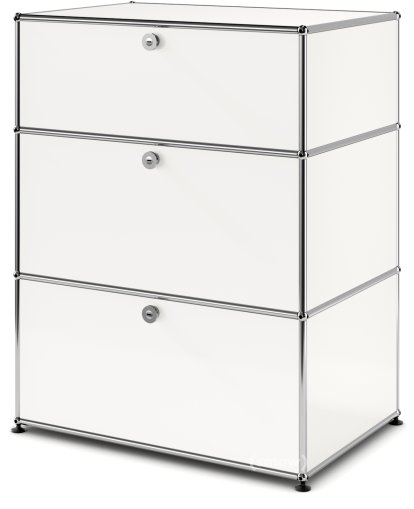 USM Haller Storage Unit with 3 Drawers, H 95 + 4 x W 75 x D 50 cm, Pure white RAL 9010