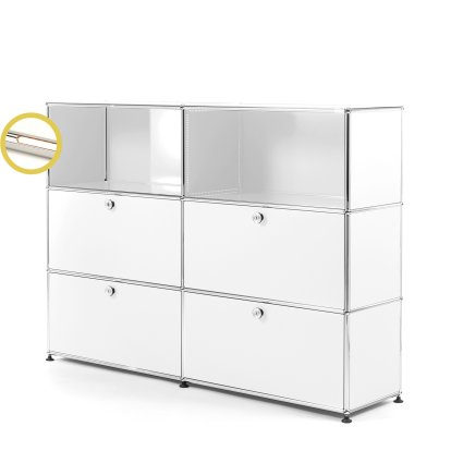 USM Haller E Highboard L with Compartment Lighting, Pure white RAL 9010, Warm white