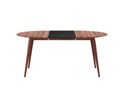 PLAYdinner Round Table, Oiled walnut, L 120-170 cm, MDF black