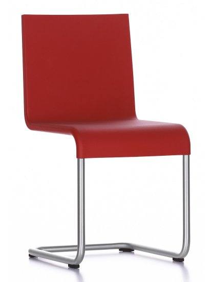 .05 Chair, Non-stackable, Bright red, Brushed stainless steel