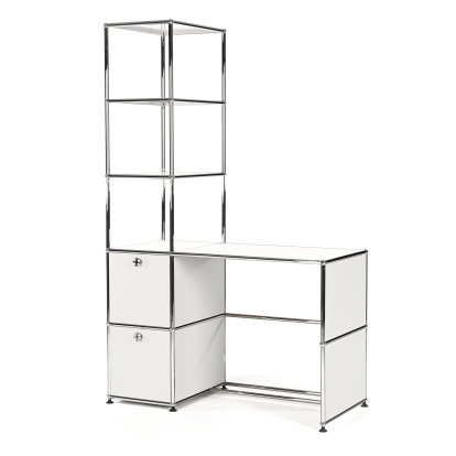 USM Haller Desk With Shelf Unit, Pure white RAL 9010
