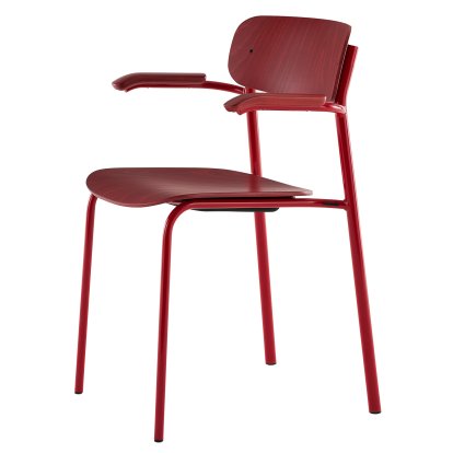 S 243 F Armchair, Tomato red (RAL 3013), Rusty red stained beech (TP 239)