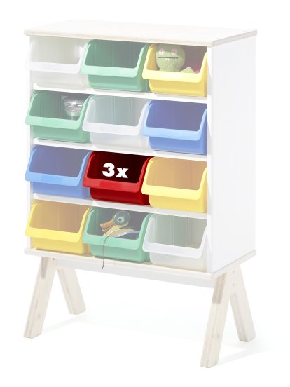 Set of 3 Plastic Boxes for Famille Garage (Small), Red