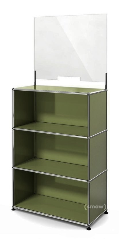 USM Haller Counter M with Security Screen, Olive green RAL 6003, With feet