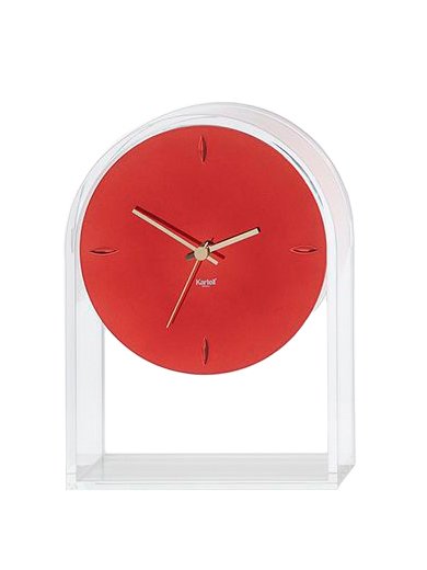 L'Air du Temps Table Clock, Transparent/red metallic