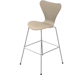 Series 7 Bar Stool 3187/3197, 76 cm, Clear varnished wood, Natural ash