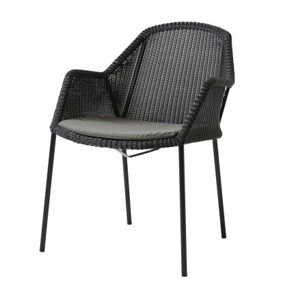 Breeze Chair, Black, With seat cushion, Natté - Taupe