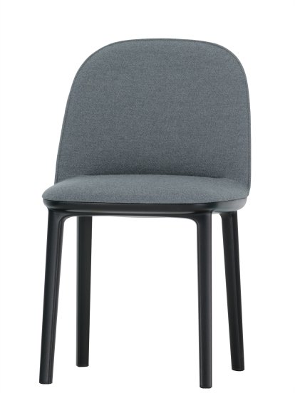 Softshell Side Chair, Nero / cream white, Felt pads for hard floor surfaces