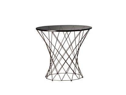 Oota Coffee Table, H 47 x ø 52 cm, Black glass, Matt bronze powder-coated