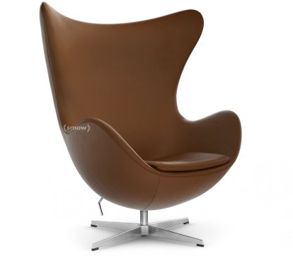 Egg Chair, Leather Essential, Walnut, Satin polished aluminium, Without footstool