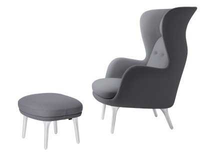 Ro Lounge Chair, Christianshavn 1170 - Light Grey Uni, With footstool
