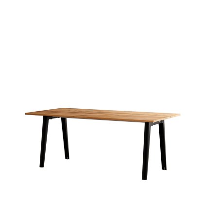 New Modern Dining Table Rectangular, Metal/Wood, 190 x 95 cm, Reclaimed oak, Graphite black