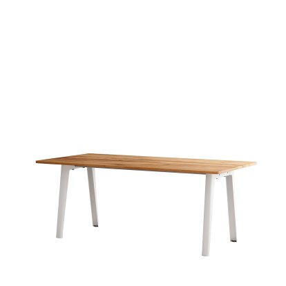 New Modern Dining Table Rectangular, Metal/Wood, 190 x 95 cm, Reclaimed oak, Cloudy white