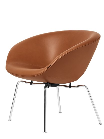 Pot Lounge Chair, Chrome, Leather Grace, Walnut