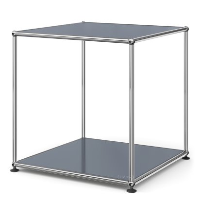 USM Haller Side Table 50 High, Both panels metal, Mid grey RAL 7005