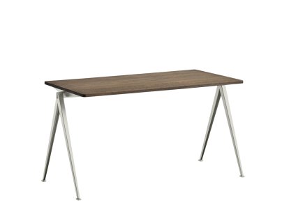 Pyramid Table 01, L 140 x W 65 x H 74 cm, Smoked oak, Steel beige powder-coated 
