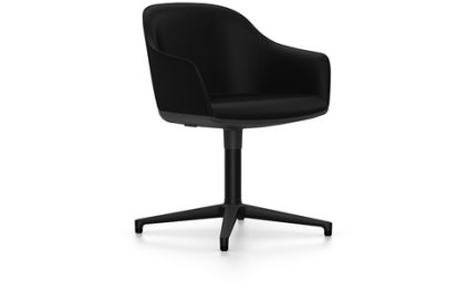 Softshell Chair with four star base, Aluminum base powder coated basic dark, Plano, Nero, Glides for carpets