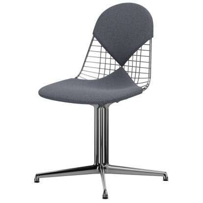 Wire Chair DKL, Aluminium polished, Seat and backrest cushion (Bikini), Dark blue / ivory