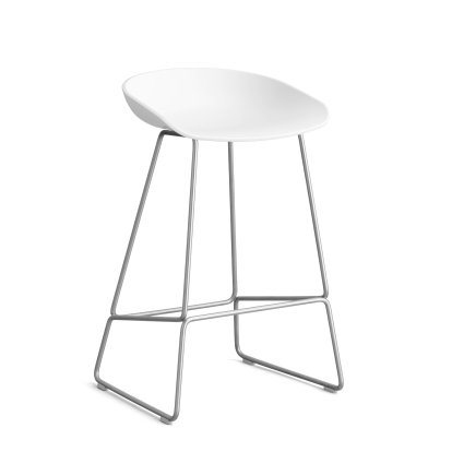 About A Stool AAS 38, Kitchen version: seat height 64 cm, Stainless steel, White 2.0