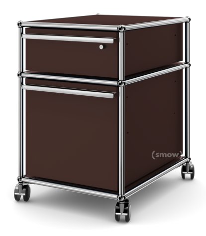 USM Haller Mobile Pedestal with Hanging File Basket, Only A6-drawer with lock, USM brown