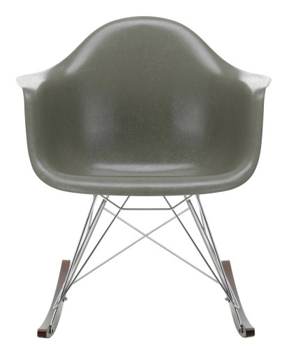 Eames Fiberglass Armchair RAR, Eames raw umber, Chrome-plated, Dark maple