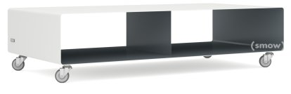 TV Lowboard R 200, Bicoloured, Pure white (RAL 9010) - Basalt grey (RAL 7012), Industrial castors