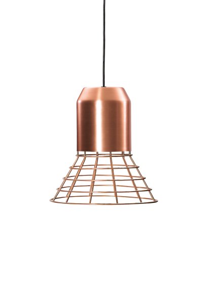 Bell Light Pendant Lamp, Copper, copper-plated cage, H 16 x ø 29 cm