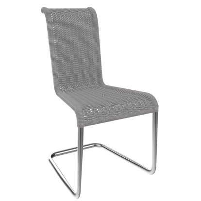 B20 Chair, Wickerwork I, Silver grey, Stainless steel, matt