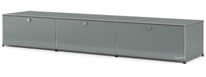USM Haller Lowboard XL, Customisable, Mid grey RAL 7005, With 3 drop-down doors, 50 cm