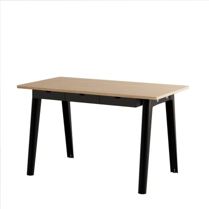 New Modern Desk, Metal/wood, 130 x 70 cm, With storage module, Graphite black