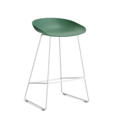 About A Stool AAS 38, Kitchen version: seat height 64 cm, Steel white powder-coated, Teal green 2.0