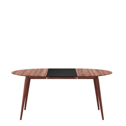 PLAYdinner Round Table, Oiled walnut, L 120-170 cm, MDF black