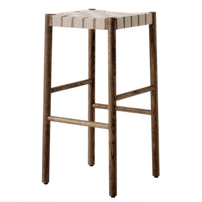 Betty Barstool, Bar version: 76 cm, Smoked oiled oak / natural linen