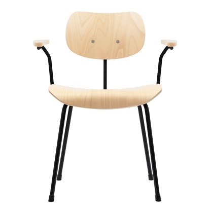SE 68 Chair, Non-stackable, Without upholstery, Matt black powder-coated, With armrests, Beech, natural