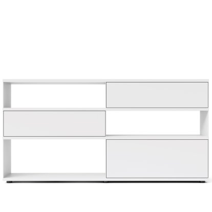 Flow Q Highboard, 200 cm, 101,7 cm (2 drawers and 1 flap), White