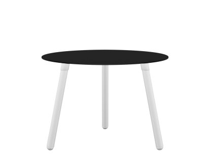 BCN Side Table, Laminate black, White varnished beech, H 45 x ø 65 cm