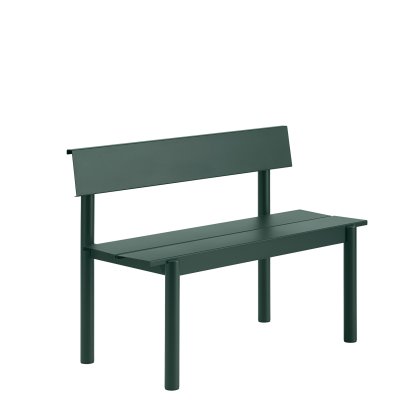 Linear steel bench with backrest, L 110 x W 50,9 cm, Dark green