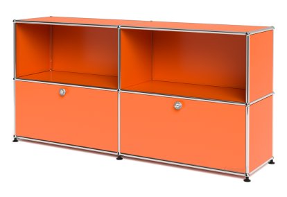 USM Haller Sideboard L, Customisable, Pure orange RAL 2004, Open, With 2 drop-down doors