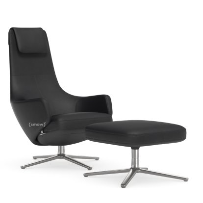 Repos, Chair Repos & Ottoman, Leather Premium F nero, 40 cm, Polished