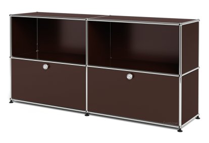 USM Haller Sideboard L, Customisable, USM brown, Open, With 2 drop-down doors