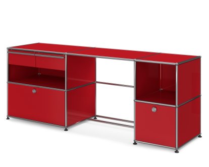 USM Haller Desktop Type 3, USM ruby red, Adjustable feet