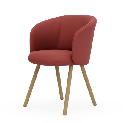 Mikado Armchair, Natural oak, Plano, Poppy red / champagner, Glides for carpets