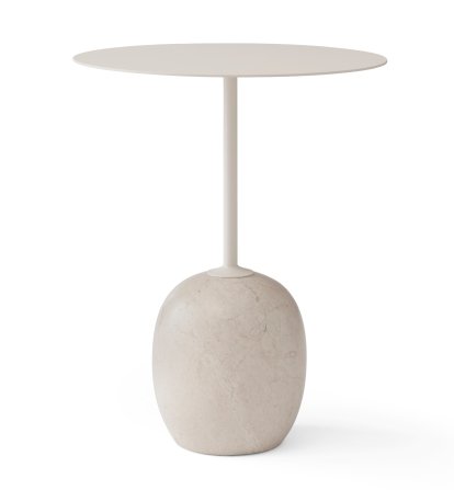 Lato Side Table, Round (Ø 40 cm), Ivory White / Crema Diva marble
