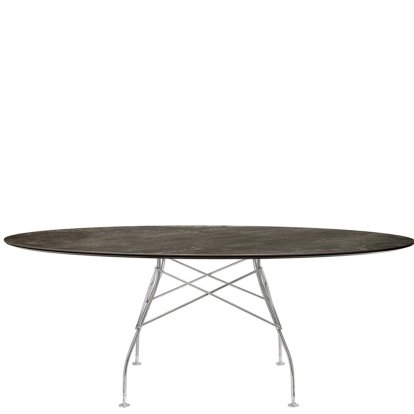 Glossy Table, Oval 192 x 118 cm, chrome, Aged Bronze