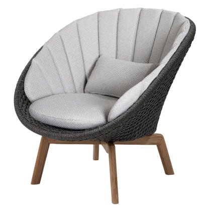 Peacock Lounge Chair, Medium flat soft Rope - Dark grey / Teak, Focus - Light grey