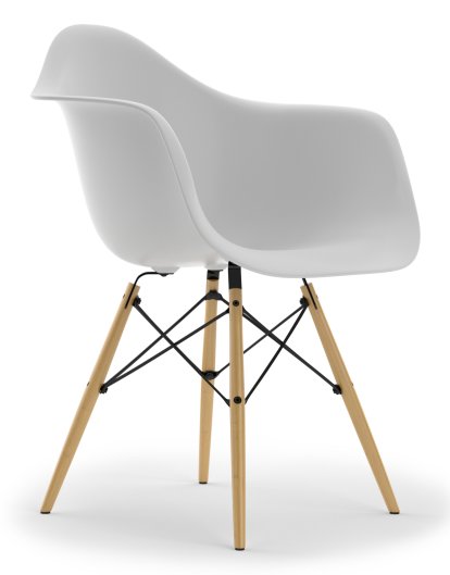 Eames Plastic Armchair RE DAW, Cotton white, Without upholstery, Without upholstery, Standard version - 43 cm, Yellowish maple