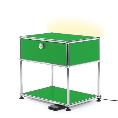 USM Haller Bedside Table with Dimmable Light, USM green