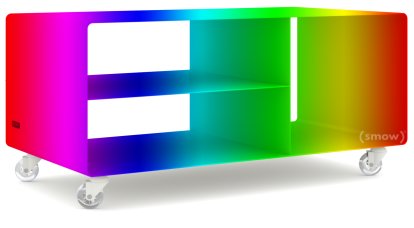 HiFi Lowboard R 104, RAL Metallic Colour, Transparent castors